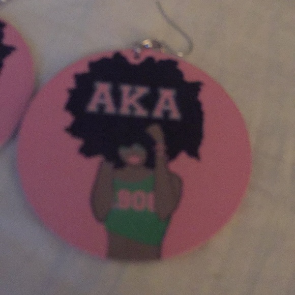Alpha Kappa Alpha Sorority wood earrings - Picture 2 of 3
